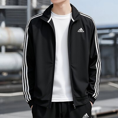 阿迪达斯正品男子立领休闲夹克外套26秋季新款跑步运动服H46099