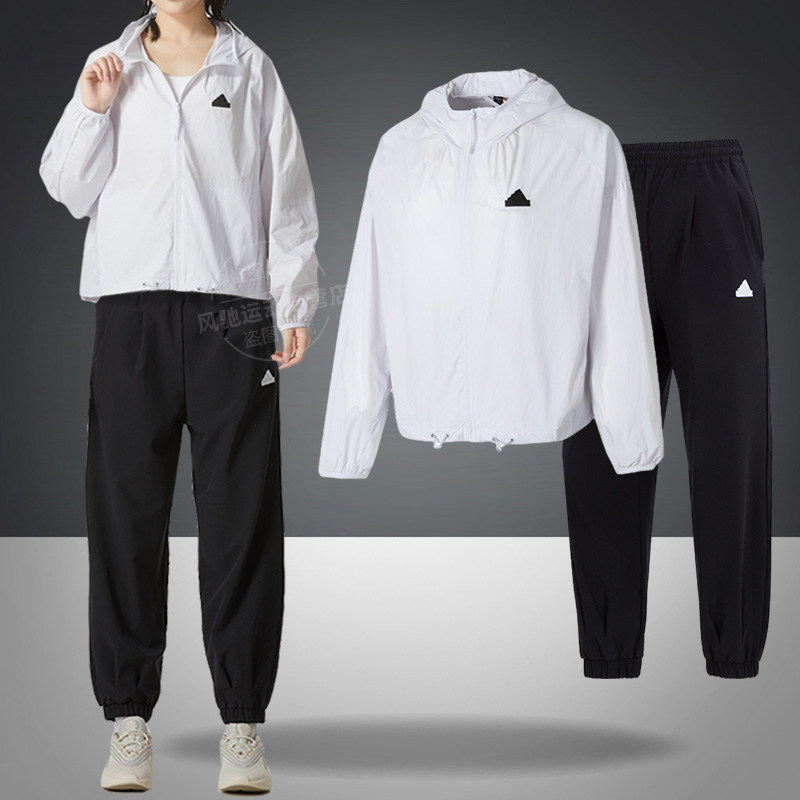 26春季运动套装女阿迪达斯梭织夹克外套长裤子户外宽松跑步运动服
