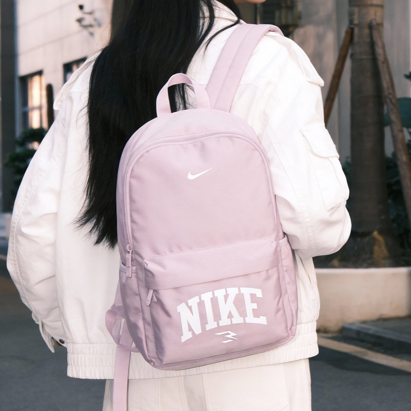 NIKE耐克男女包浅紫色双肩包26新款运动包大容量初中生高中生书