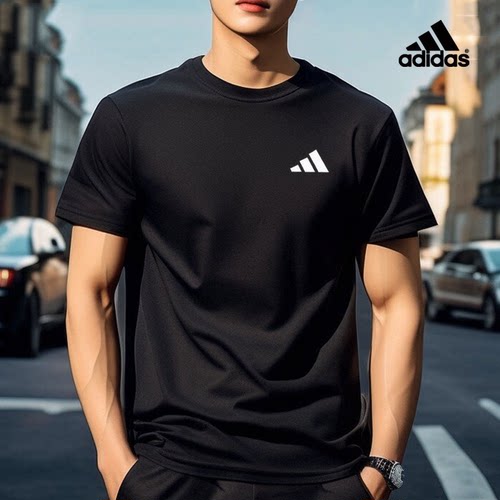 adidas阿迪达斯短袖男夏新款快干透气健身训练黑色T恤 HR8727上衣
