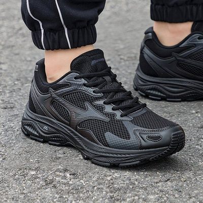 美津浓情侣款跑步鞋RACERS黑武士男女网面训练鞋运动鞋D1GH2235