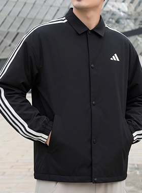 阿迪达斯男装黑色梭织夹克外套26新款运动服跑步休闲上衣KR2499