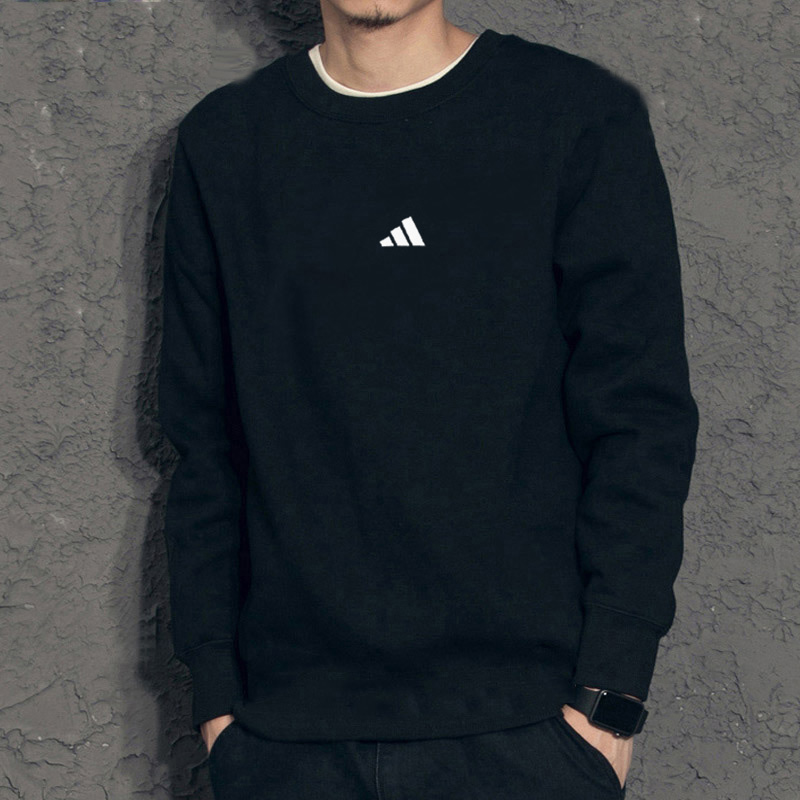 阿迪达斯男装圆领卫衣2025冬季新款运动服跑步休闲套头衫 JE3837