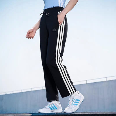 阿迪达斯女裤针织长裤直筒裤26新款运动裤宽松拖地裤休闲裤KB7587