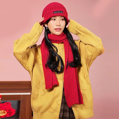 阿迪达斯男女黄色开衫外套26春季新款立领休闲针织衫运动服KE4061