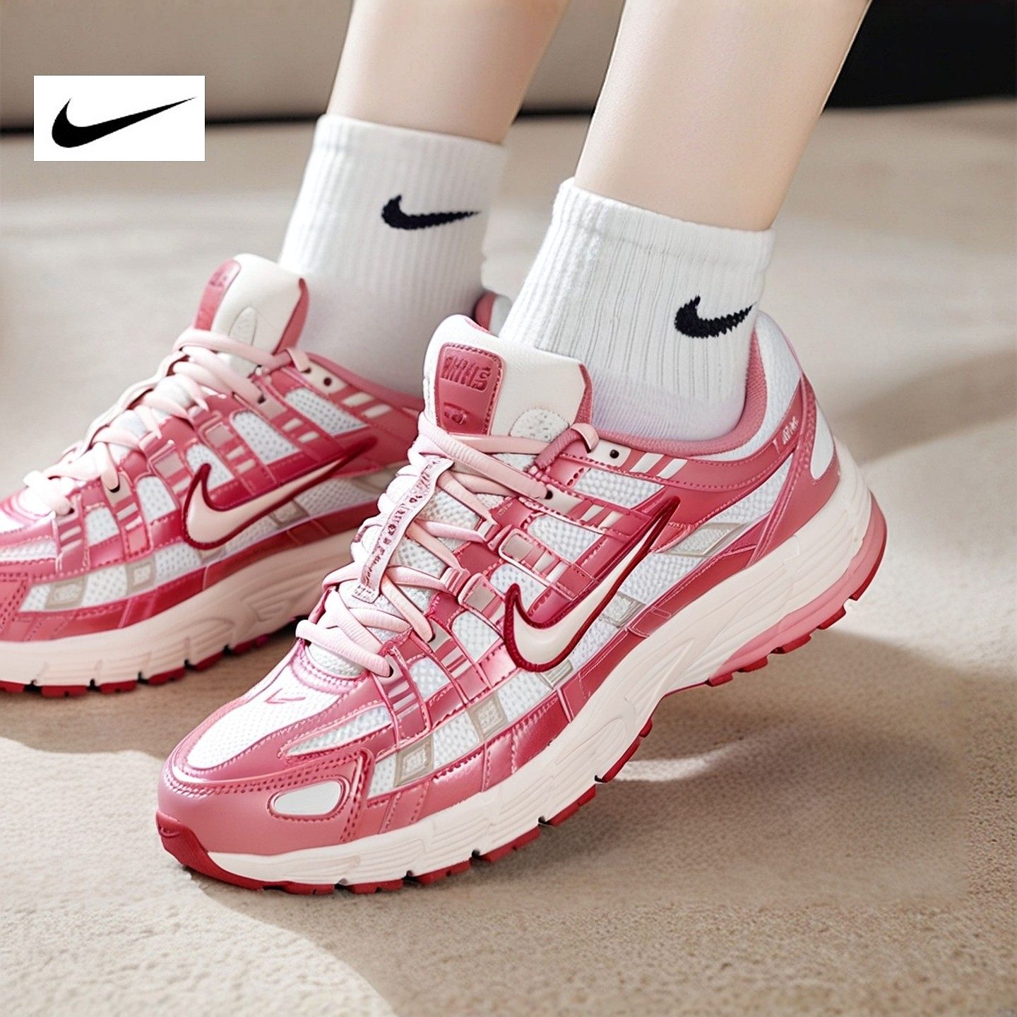耐克女鞋运动鞋2026春季新品P-6000款复古跑鞋风老爹鞋IO3496-100,运动鞋new,运动休闲鞋,淘宝优惠券,粉丝福利购,淘宝优惠卷