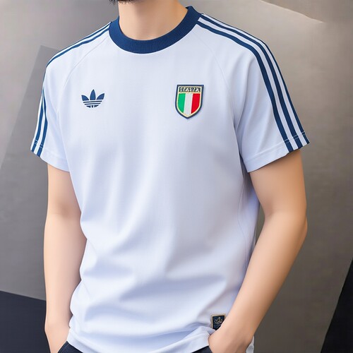 阿迪达斯男装运动服2026夏新品意大利足球球衣透气短袖T恤JY9624