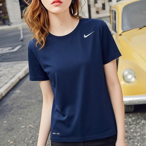 NIKE耐克蓝色女装短袖T恤26新款透团队服透气跑步运动服IB8899