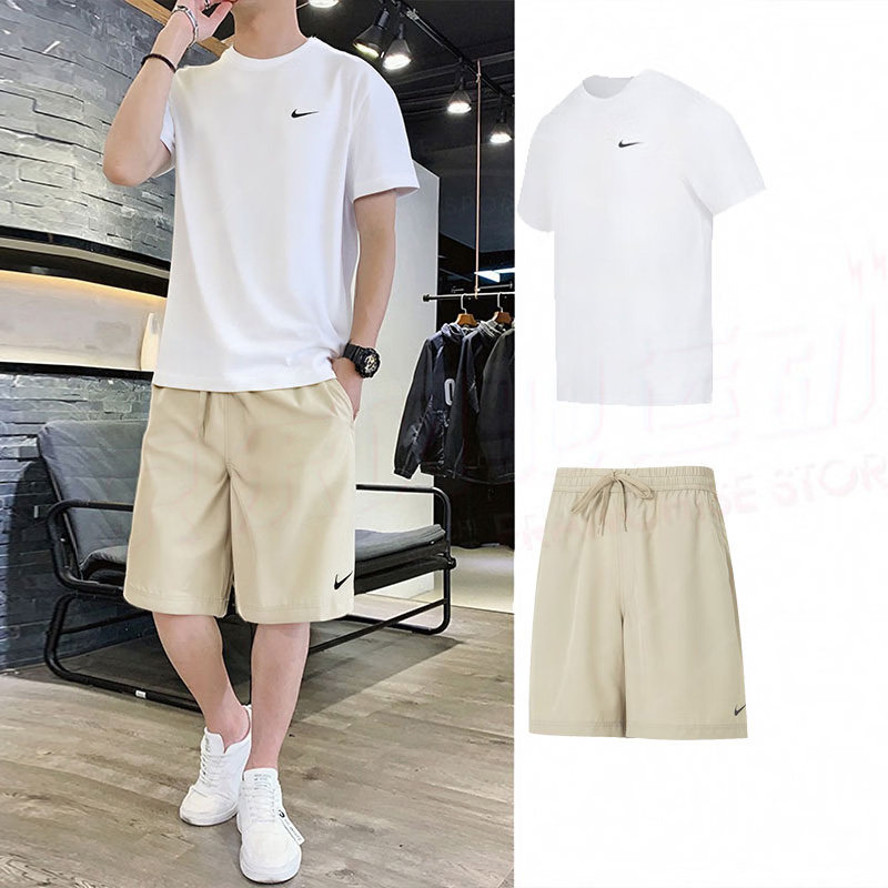 耐克男装冬季白色短袖T恤卡其色短裤训练健身服跑步休闲运动套装,运动服/休闲服装,运动套装,淘宝优惠券,粉丝福利购,淘宝优惠卷