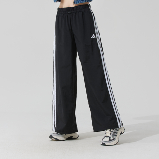 阿迪达斯adidas女裤2026新款运动裤宽松透气休闲梭织直筒裤JE1306