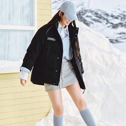 斯凯奇短款保暖立领那女羽绒服