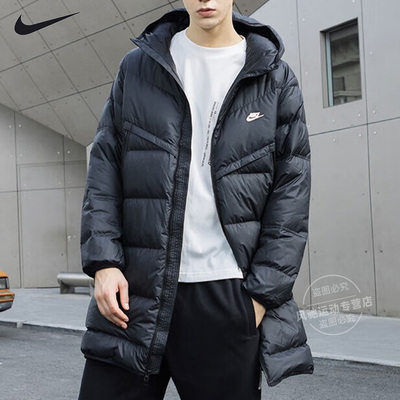 NIKE耐克男装中长款羽绒服黑色冬季运动户外防风休闲保暖DV1134
