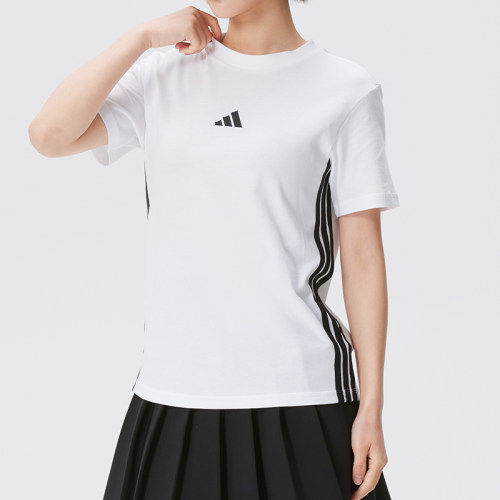 阿迪达斯女子圆领休闲T恤短袖透气上衣26新款跑步运动服JD0844