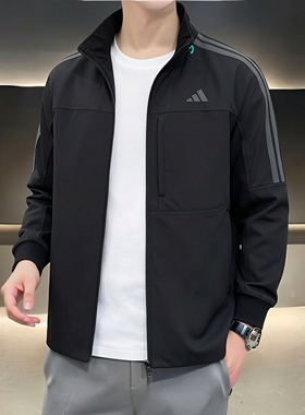 阿迪达斯男装梭织立领夹克外套26新款春季训练服休闲运动服KR0932