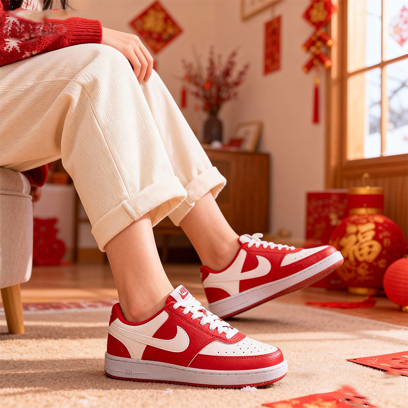 耐克女鞋婚鞋本命年红色板鞋25秋冬新款运动鞋 COURT复古休闲鞋女