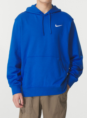 NIKE耐克男装连帽卫衣25新款套头衫蓝色宽松长袖运动服HF1177-493