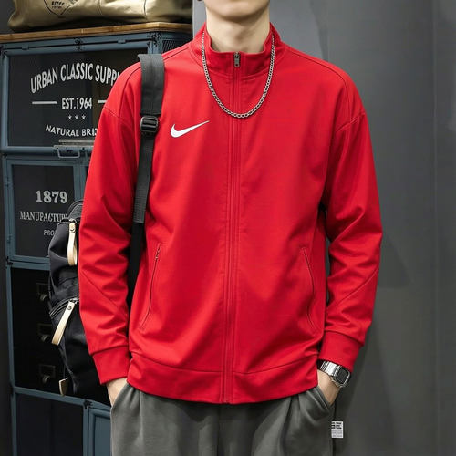 NIKE耐克男装健身服2026新款红色运动服跑步立领夹克外套秋季薄款