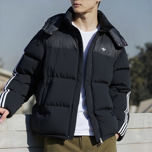 阿迪达斯三叶草男装短款羽绒服25冬新款户外保暖休闲面包服KC0173