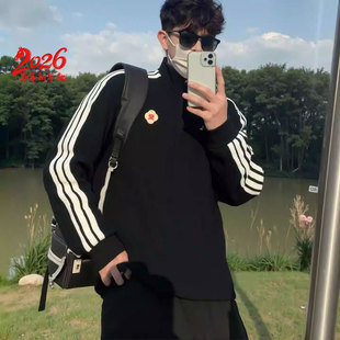 阿迪达斯男装半高领卫衣2026春季马年新款休闲套头衫运动服KW4754