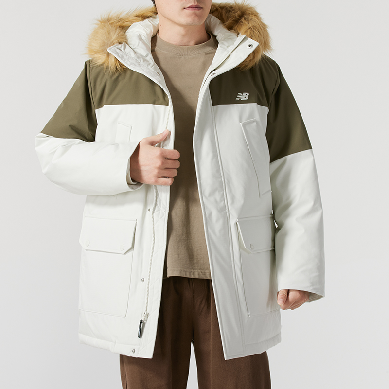New Balance/NB冬季男女新款连帽派克厚外套中长款休闲保暖羽绒服