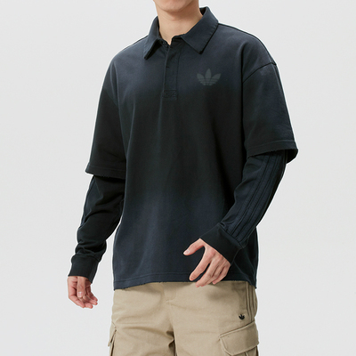 阿迪达斯三叶草男装长袖POLO衫2026春季新款休闲套头运动服KR5053