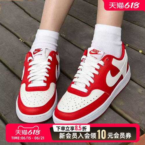 NIKE耐克女鞋红色婚鞋低帮厚底休闲鞋26夏新款运动板鞋DH3158-602