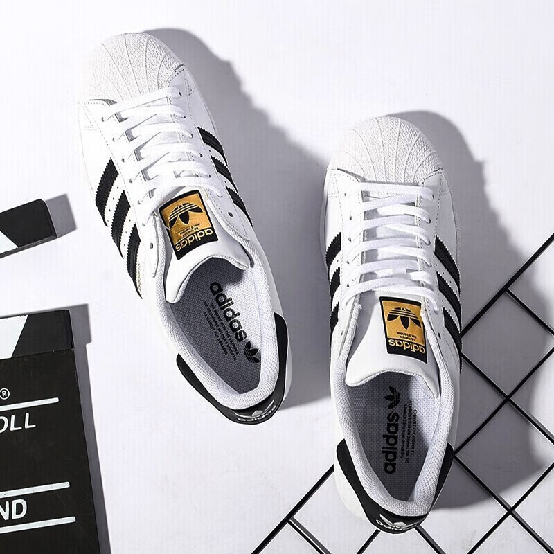 Adidas男女同款小白鞋三叶草金标贝壳头休闲鞋运动鞋板鞋