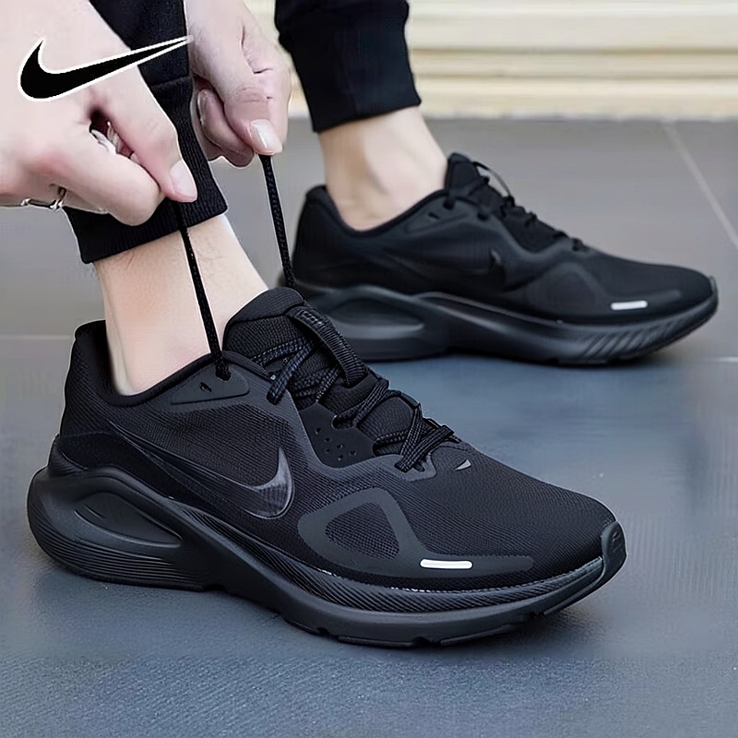 耐克男鞋官方正品STRUCTURE 26跑步鞋2025冬季黑武士运动鞋HJ1102