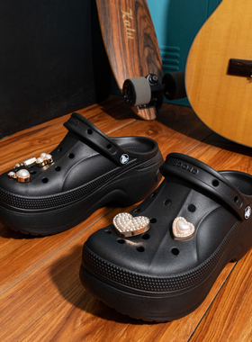 Crocs卡骆驰贝拉洞洞鞋女鞋官网冬季新款厚底拖鞋沙滩凉鞋210062