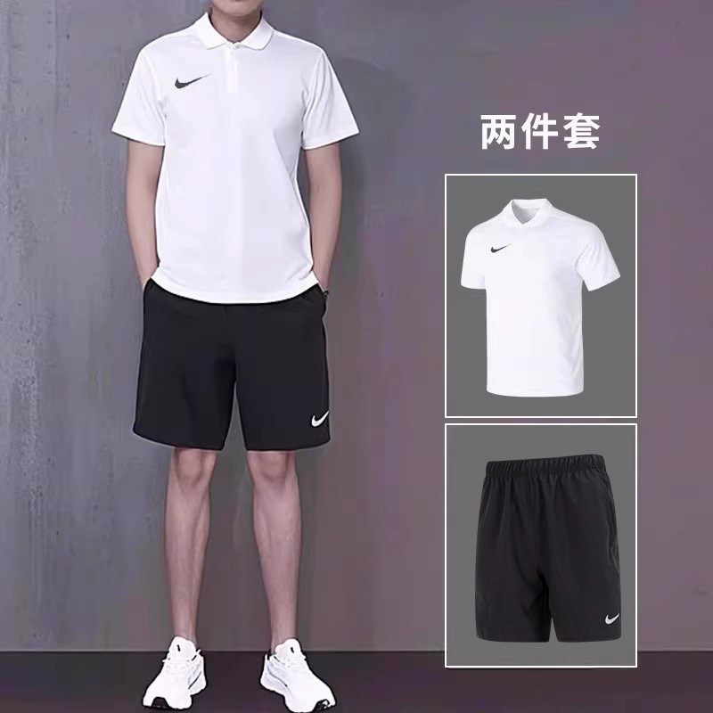 NIKE耐克男装健身训练服白色POLO衫T恤五分裤短裤26春季运动套装
