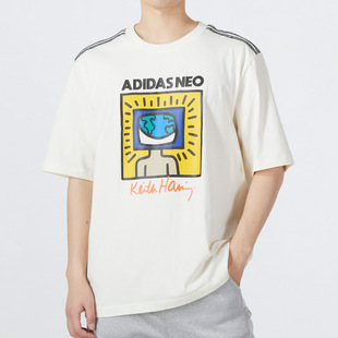 运动服休闲透气T恤HD7266 男女装 Adidas阿迪达斯短袖 neo2024秋新款