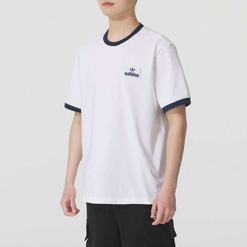 adidas阿迪达斯男装短袖白T恤25冬季新款三叶草透气运动服 JX2638