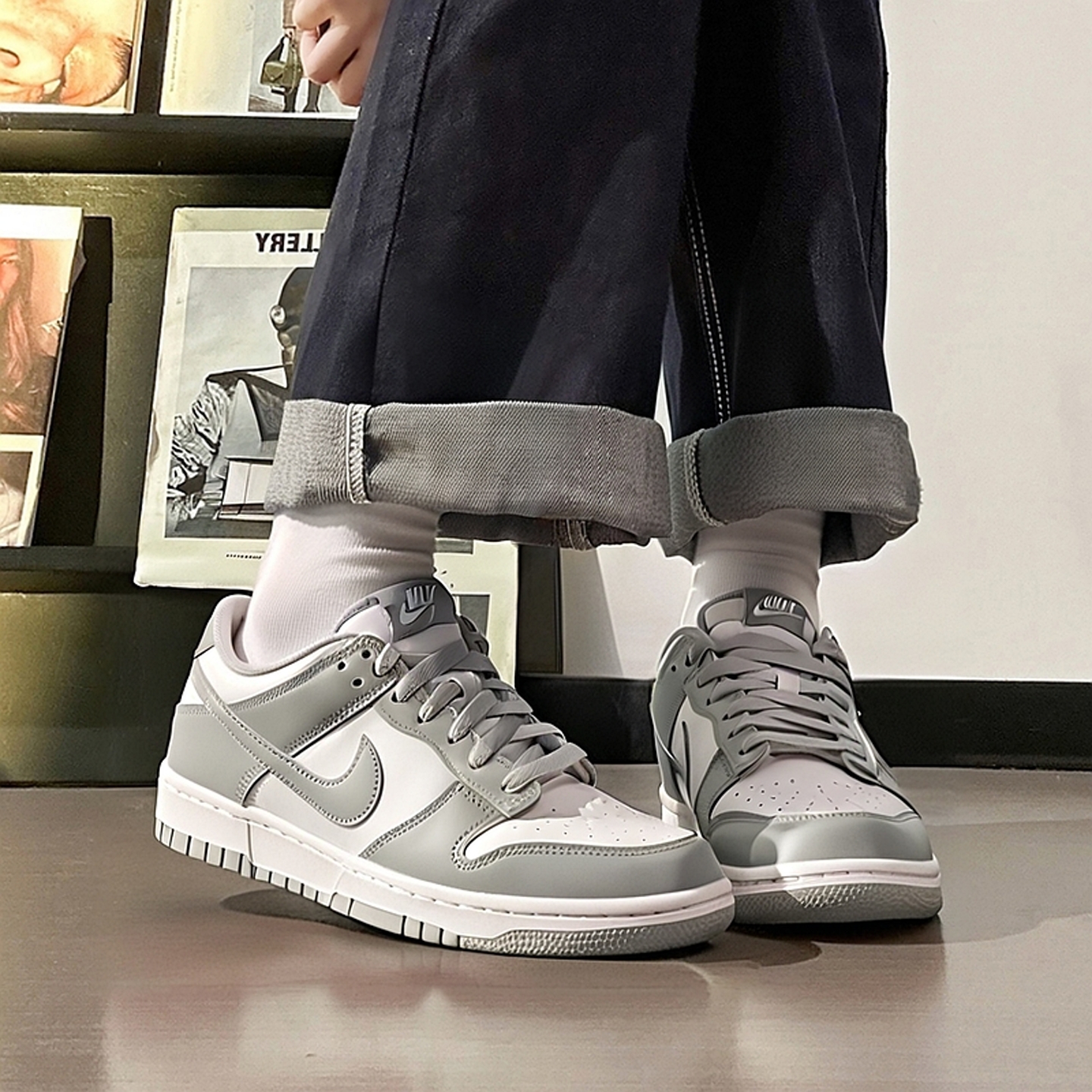 NIKE耐克官方旗舰 DUNK LOW 女鞋2025冬季款官网正品灰白低帮板鞋