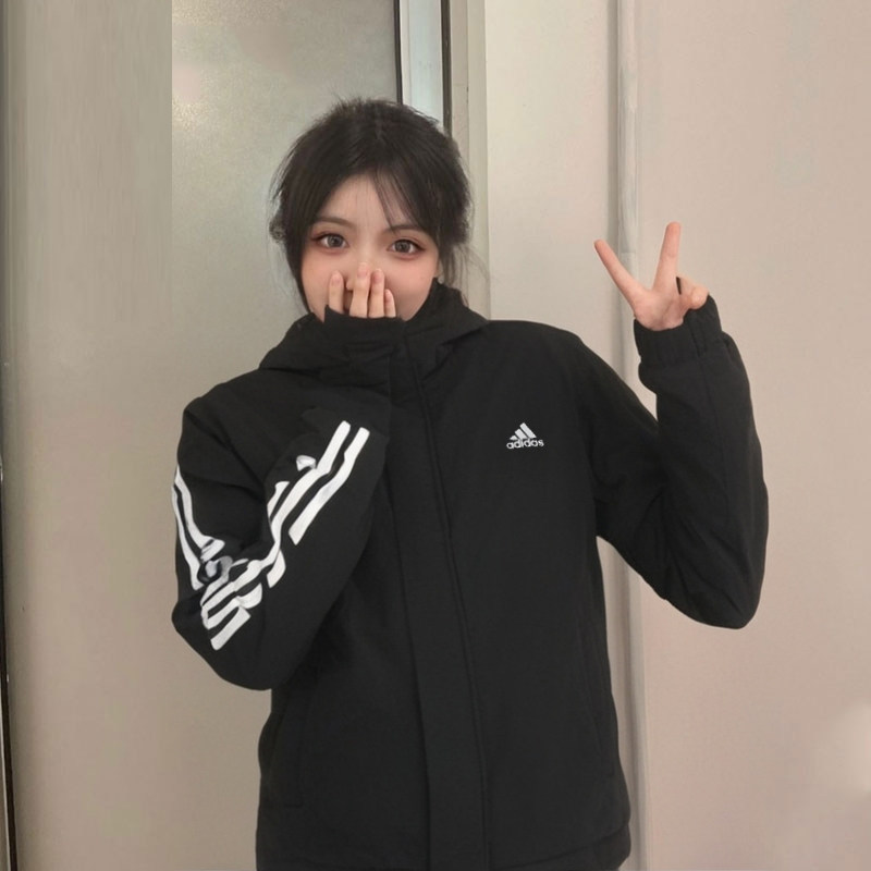 阿迪达斯冬季黑色棉服男女短款厚外套25新款户外运动棉衣连帽保暖,运动服/休闲服装,运动棉衣,淘宝优惠券,粉丝福利购,淘宝优惠卷