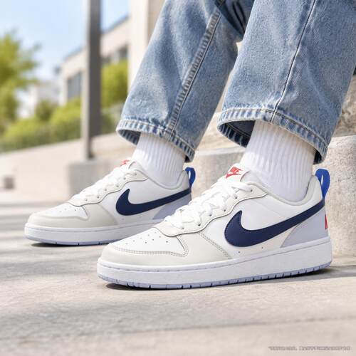 Nike耐克Court Borough Low白蓝男女大童运动休闲板鞋IM3384-141