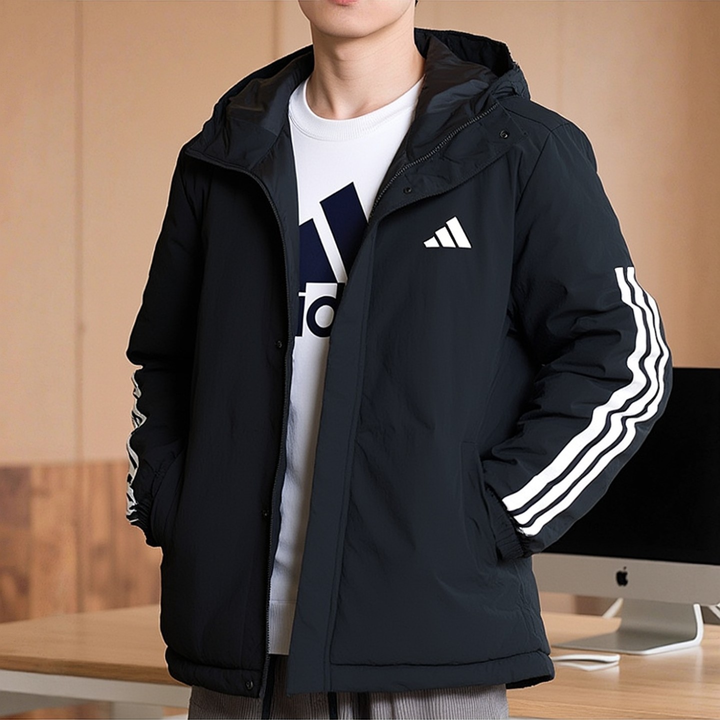 adidas阿迪达斯连帽外套秋冬男装保暖运动服夹克加厚棉服JY8303,运动服/休闲服装,运动茄克/外套,淘宝优惠券,粉丝福利购,淘宝优惠卷