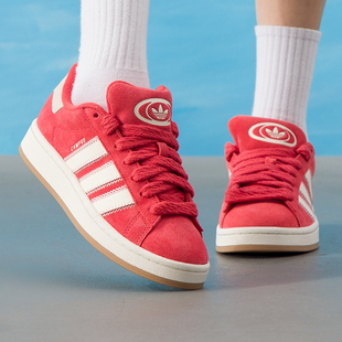 低帮运动鞋 2025冬新款 JQ5805 红色厚底休闲鞋 阿迪达斯三叶草女鞋