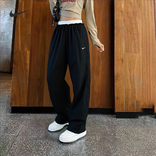 NIKE耐克黑色梭织拖地裤长裤女裤26春新款运动裤跑步休闲裤IF0335