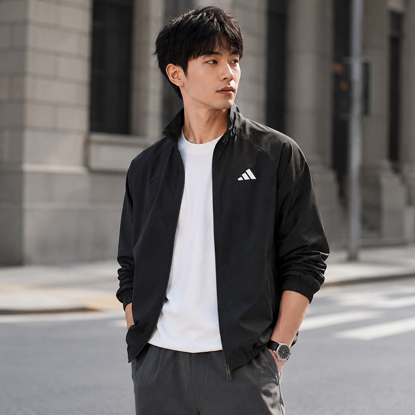 阿迪达斯adidas外套男装 夏秋季新款运动服户外训练服休闲梭织薄