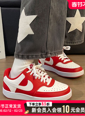 NIKE耐克女鞋板鞋2025新款低帮复古红色训练运动休闲鞋DH3158-602