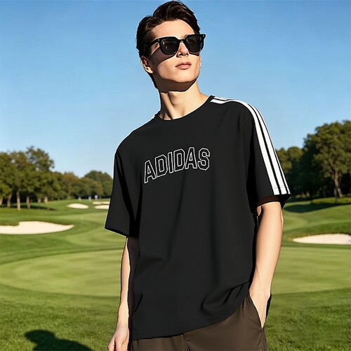 adidas阿迪达斯男子运动休闲短袖T恤秋季印花圆领半袖透气KB9135