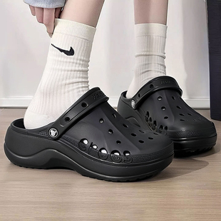 CROCS卡骆驰女鞋黑色洞洞鞋贝雅云彩Clog户外包头沙滩鞋休闲透气