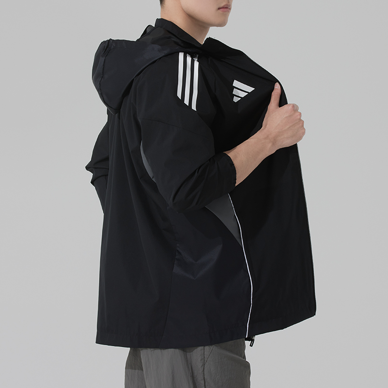 Adidas阿迪达斯外套男2025夏季新款运动服针织连帽夹克上衣IW0427