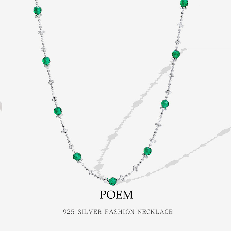 POEMS925纯银爱心抽拉仙女项链