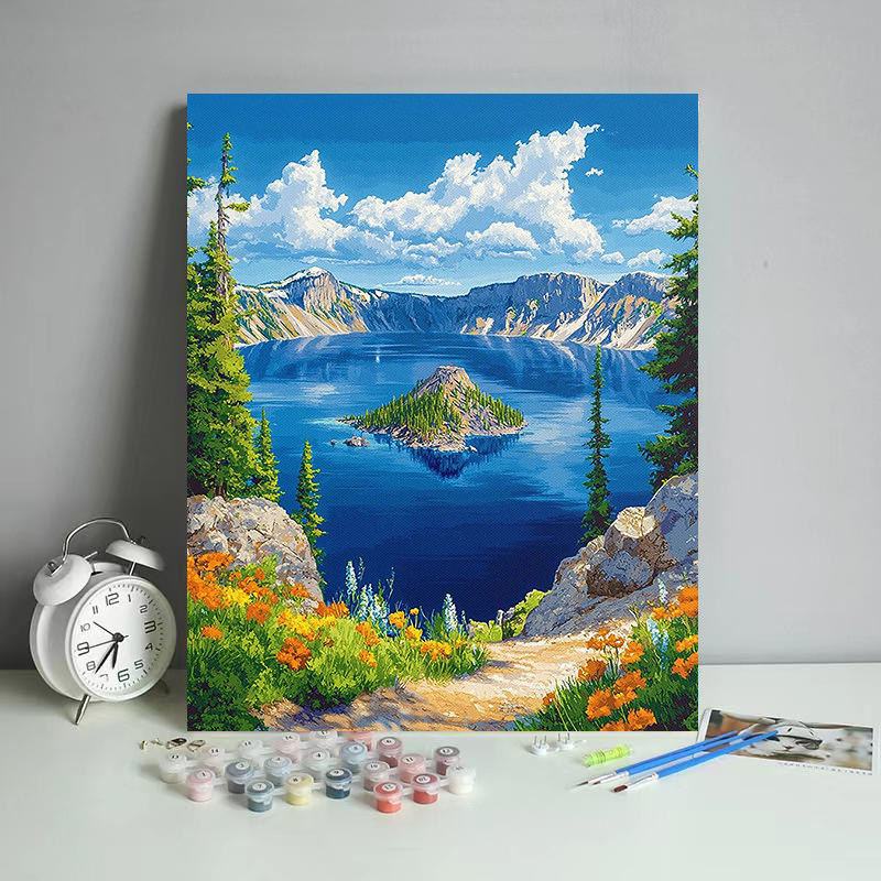 山水风景治愈解压数字油画diy画