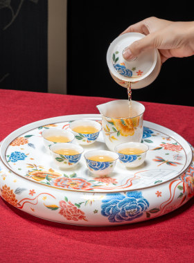 潮汕功夫茶具薄胎骨瓷整套