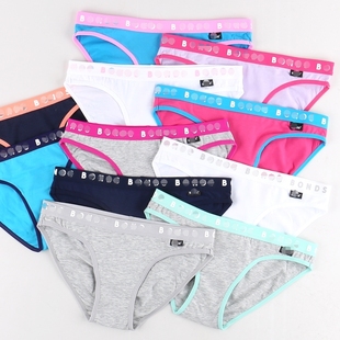 16岁女童少女BIKINI三角内裤 低腰4 棉质料胶印英文字母腰带 澳单