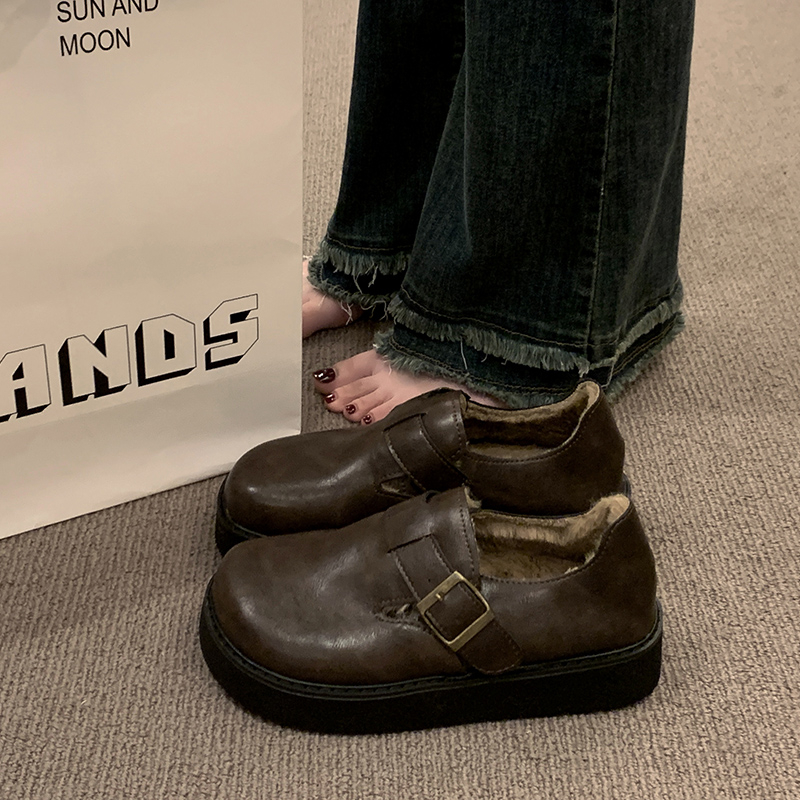 牛皮加绒勃肯鞋女厚底保暖雪地靴