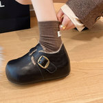 厚底牛皮全包勃肯鞋女2025新款冬季保暖时尚加绒复古博肯单鞋棉鞋