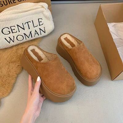 包头半拖一脚蹬羊皮毛一体毛毛鞋